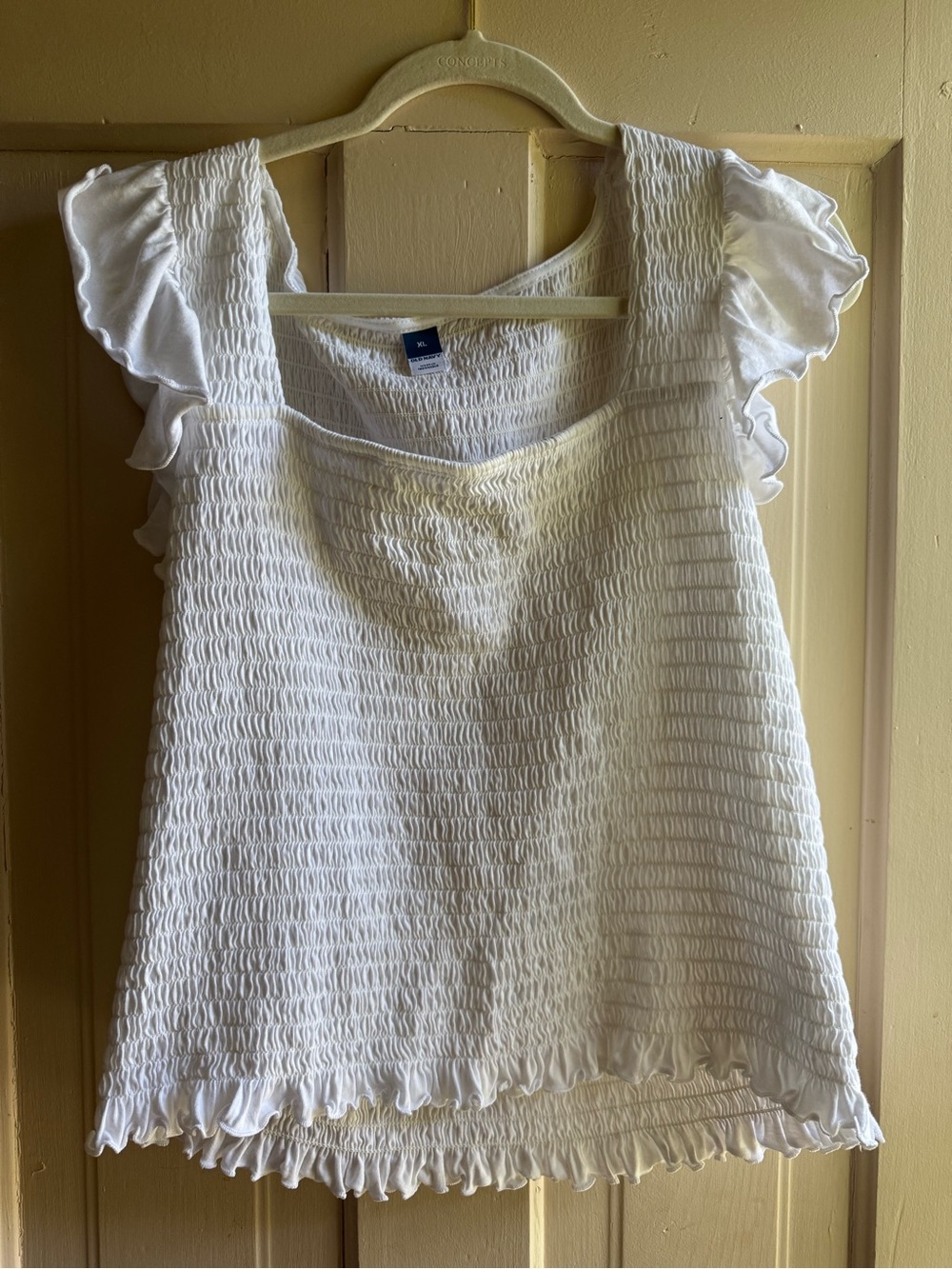 White Smocked Flutter Sleeve Top - Old Navy